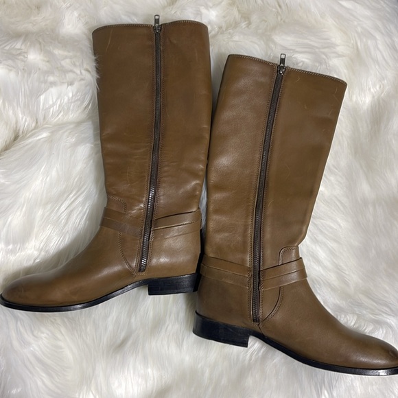 Frye Melissa belted tall boots in dark taupe - Picture 4 of 8